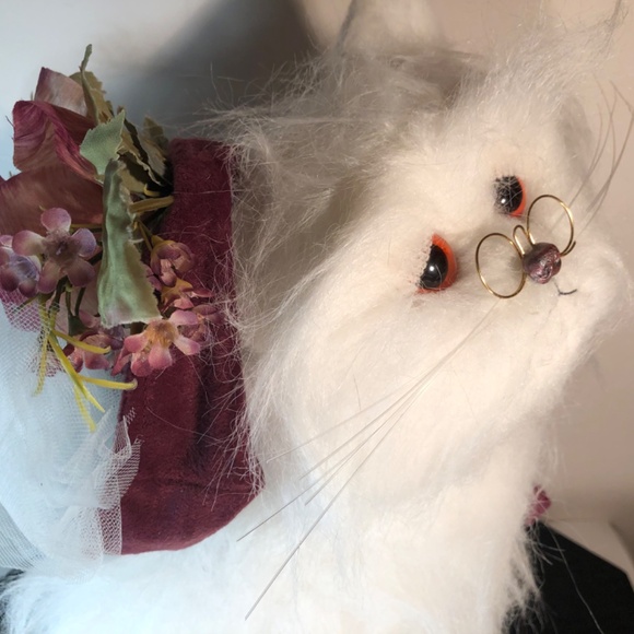 14” Angora Cat Figure/Doorstop Fluffy soft sculpture Custom Made - Picture 11 of 16